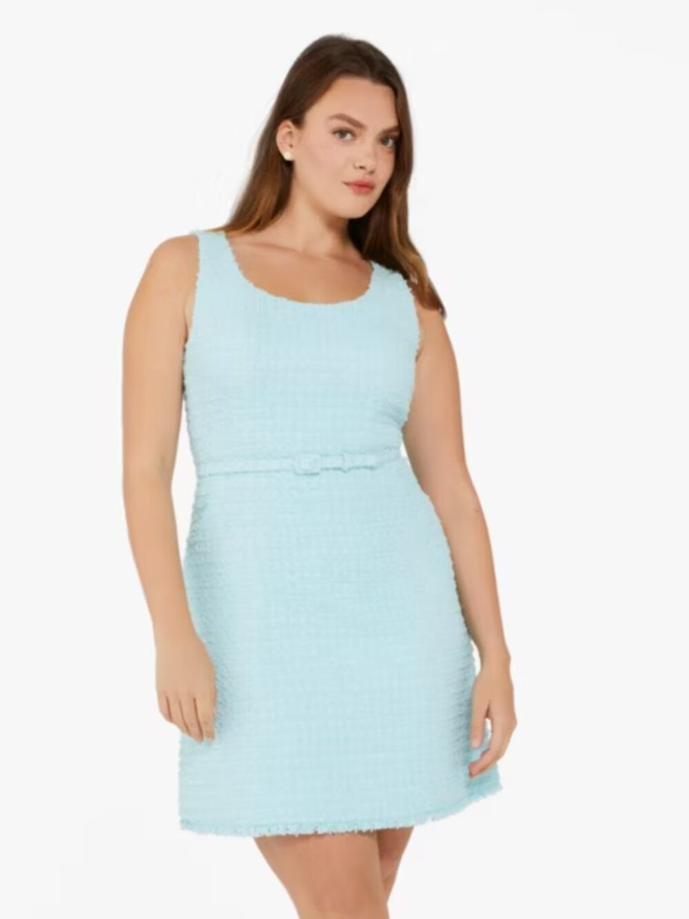 Kate Spade Belted Tweed Dress Light Blue Size 14